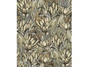 Šedo-Bež květinová vliesová tapeta na zeď, BA26030, Brazil, Decoprint Decoprint