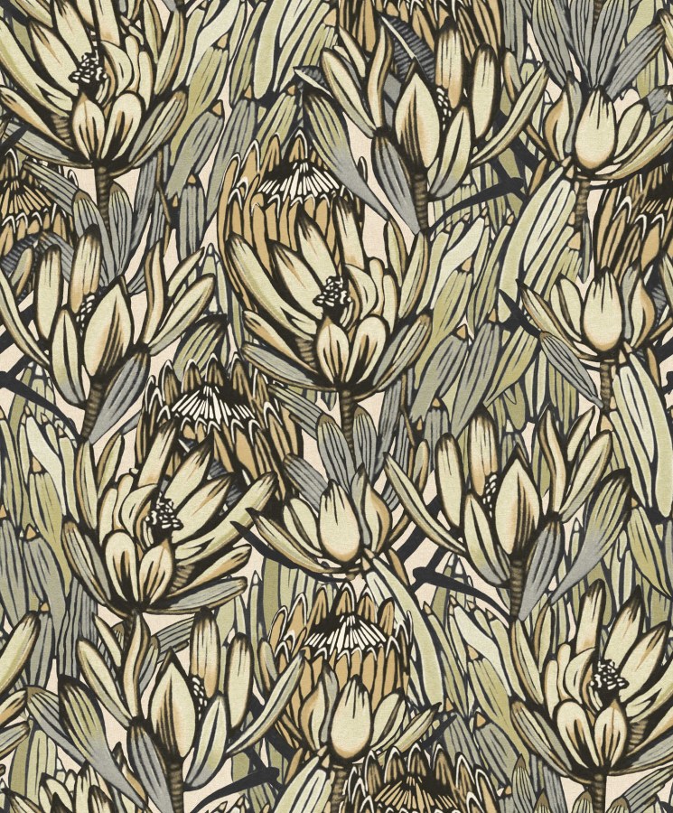 Šedo-Bež květinová vliesová tapeta na zeď, BA26030,  Brazil,  Decoprint