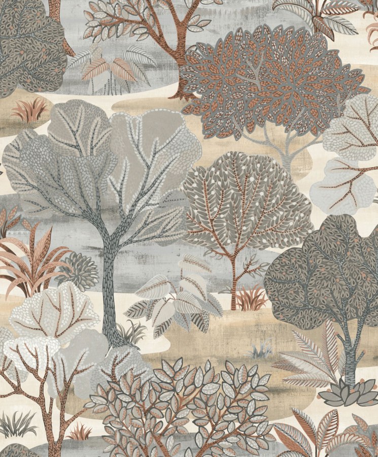 Šedo-Smeđa vliesová tapeta na zeď, stromy,  AL26251, Allure, Decoprint