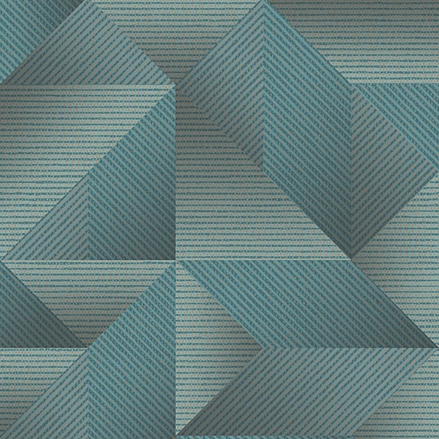 Tyrkysová geometrická vliesová tapeta na zeď, TP422976, Exclusive Threads, Design ID - Design ID
