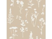 Bež vliesová tapeta na zeď, květiny, listy, 139484, Vintage Flowers, Esta Home