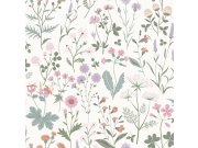 Bijela vliesová tapeta na zeď, luční květiny, 139482, Bloom, Vintage Flowers, Esta Home