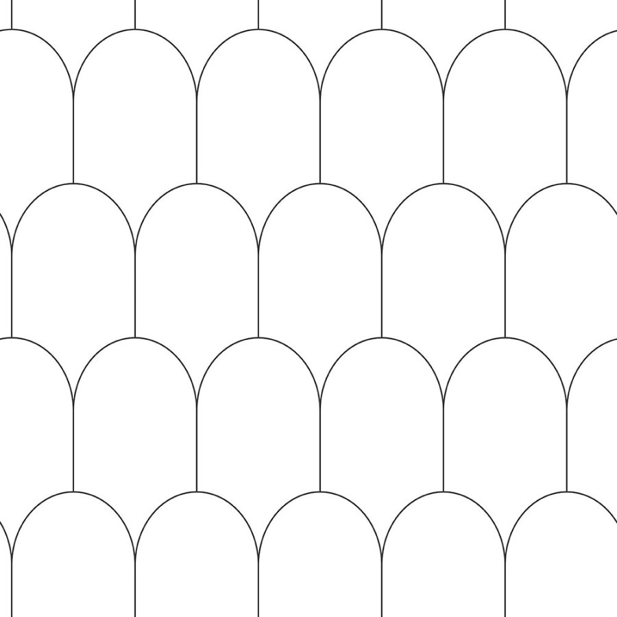 Bijela vliesová tapeta, geometrický obloukový vzor 139140, Black & White, Esta