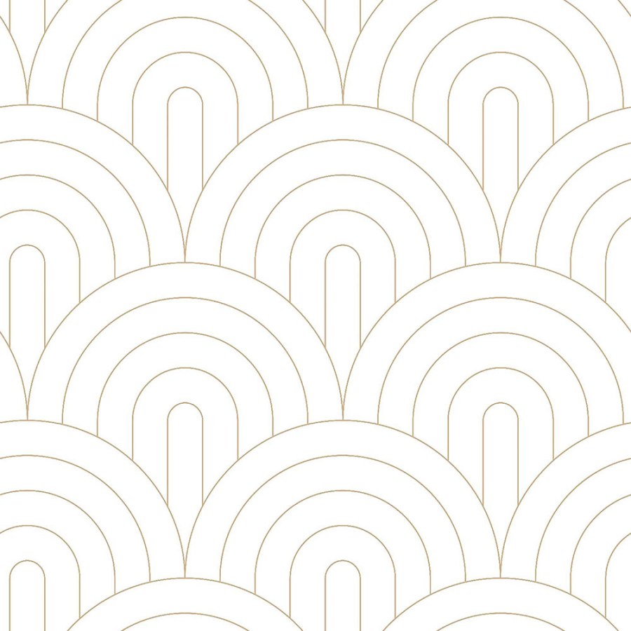 Bijela vliesová tapeta, geometrický zlatý obloukový vzor 139215, Art Deco, Esta