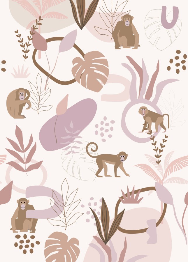 Dětská vliesová fototapeta na zeď, opičky a listy, 159246, To the Moon and Back, Esta Home Dětská vliesová fototapeta na zeď, opičky a listy, 159246, To the Moon and Back, Esta Home
