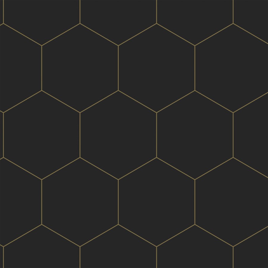 Geometrická vliesová tapeta na zeď, černo-zlatá, 139313, Bloom, Esta Home