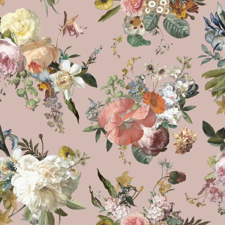 Ružičasta vliesová květinová tapeta na zeď, 139367, Vintage Flowers, Esta Home Ružičasta vliesová květinová tapeta na zeď, 139367, Vintage Flowers, Esta Home
