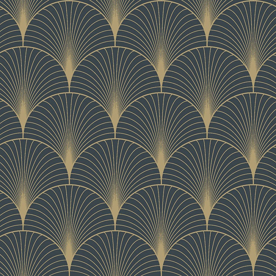 Tmavě Plava geometrická vliesová tapeta 139231, Art Deco, Esta