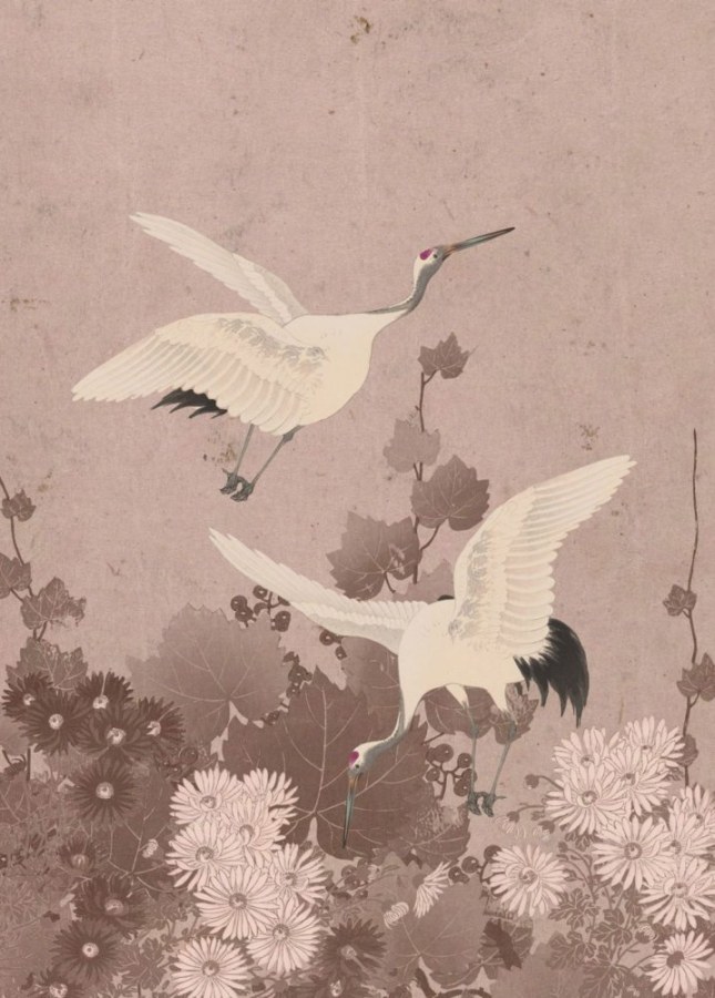 Flisová obrazová tapeta - ptáci - Japonsko - jeřábi - 158946, 200x279cm, Paradise, Esta