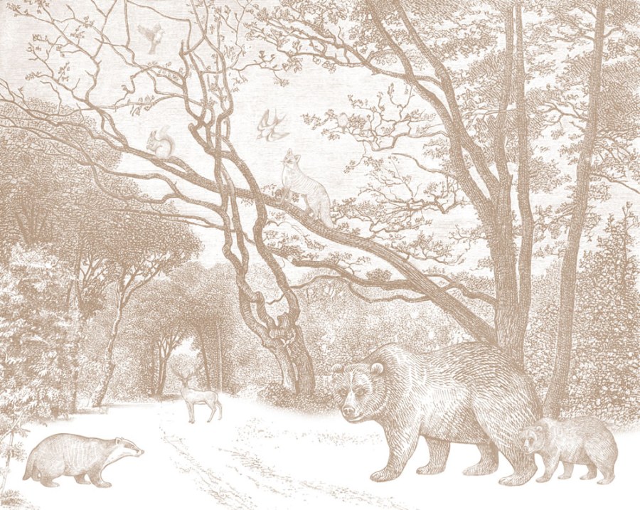 Flisová obrazová tapeta Les, lesní zvířátka 159064, 350 x 279 cm, Forest Friends, Esta