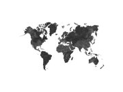 Flisová obrazová tapeta, crna mapa světa 158941, 300x300cm, Black & White, Esta