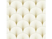 Flisová tapeta na zeď, Art deco, bílo-zlatá, 139456, Bloom, Esta Home