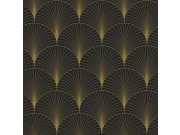 Flisová tapeta na zeď, Art deco, černo-zlatá, 139457, Bloom, Esta Home