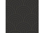 Flisová tapeta na zeď, Art deco, černo-zlatá, 139742, Bloom, Esta Home