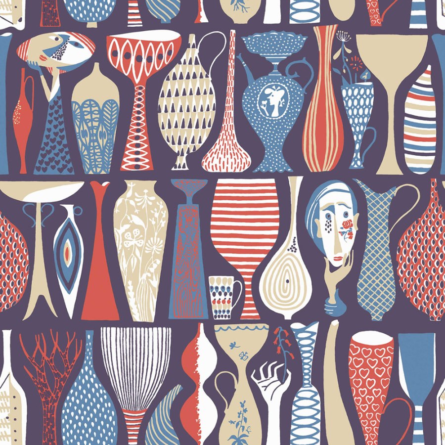 Vliesová tapeta na zeď, modrá, keramika, 1760, Scandinavian Designers, Borastapeter - Borastapeter