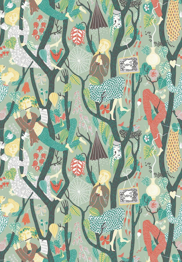 Tapety Yara - Borastapeter - Vliesová tapeta na zeď, zelená, postavy, stromy, 1376, Scandinavian Designers, Borastapeter Vliesová tapeta na zeď, zelená, postavy, stromy, 1376, Scandinavian Designers, Borastapeter - Borastapeter