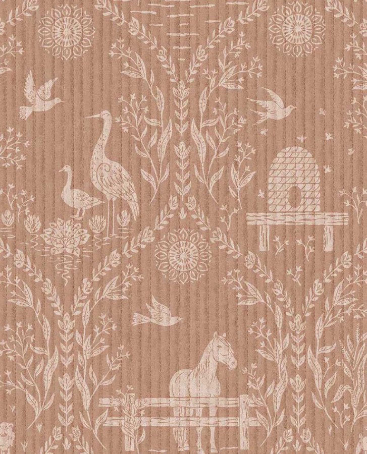 Oranžová vliesová tapeta na zeď, zvířata, květiny, 363132, Tiny Treasures, Eijffinger - Eijffinger