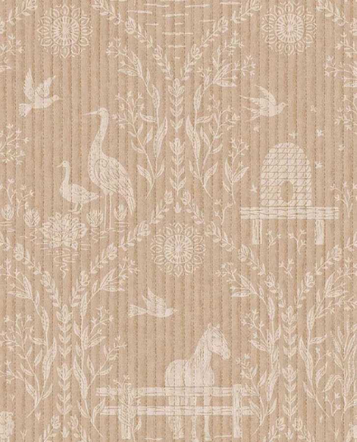 Hnědá vliesová tapeta na zeď, zvířata, květiny, 363130, Tiny Treasures, Eijffinger - Eijffinger