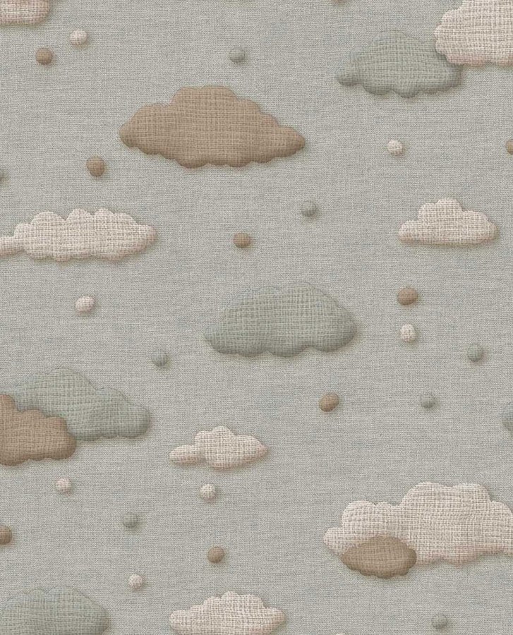 Dětská vliesová tapeta na zeď, šedá, mraky, puntíky, 363161, Tiny Treasures, Eijffinger - Eijffinger