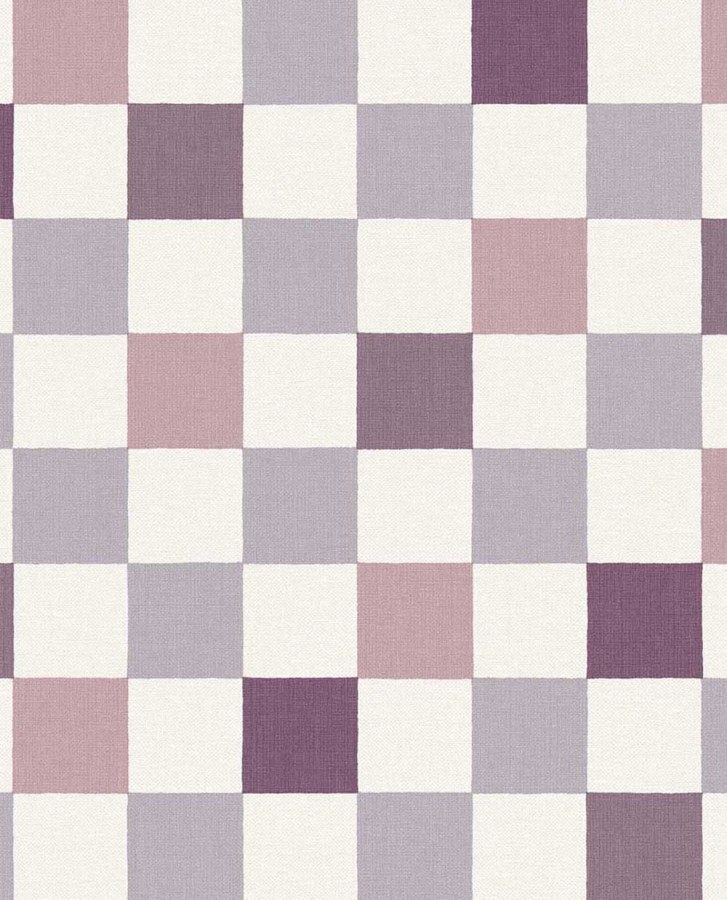 Vliesová tapeta na zeď, fialová, růžová, imitace kostkované látky, 363148, Tiny Treasures, Eijffinger - Eijffinger