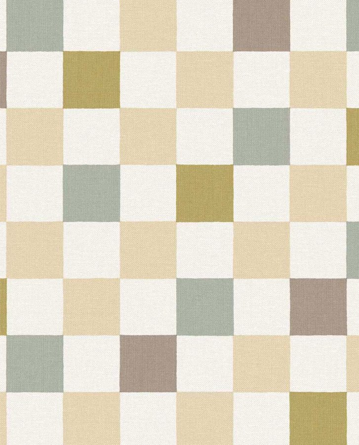 Vliesová tapeta na zeď, zelená, hnědá, imitace kostkované látky, 363147, Tiny Treasures, Eijffinger - Eijffinger