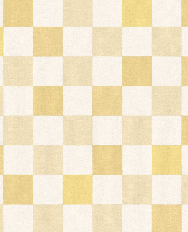 Vliesová tapeta na zeď, žlutá, krémová, imitace kostkované látky, 363146, Tiny Treasures, Eijffinger - Eijffinger