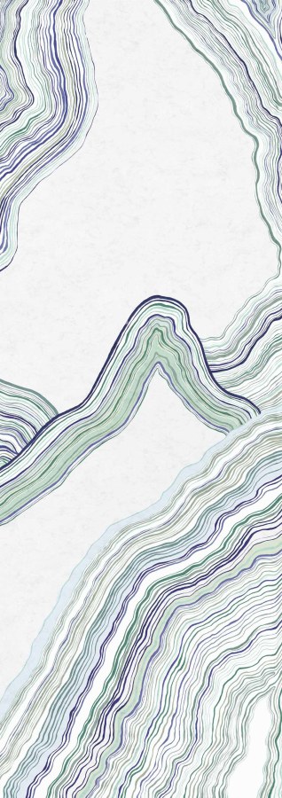 Abstraktní vliesová obrazová tapeta na zeď, zelená, modrá, Pruhy, DGERO1043-260, Erosion, Masureel