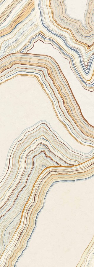 Abstraktní vliesová obrazová tapeta na zeď, krémová, modrá, Pruhy, DGERO1012-300, Erosion, Masureel