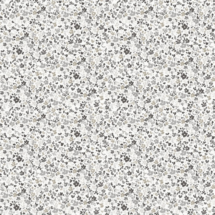 Šedo-bílá květinová vliesová tapeta na zeď, MG56667, Mika,  ICH Wallcoverings