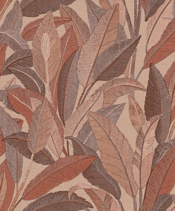 Vliesová tapeta na zeď, červeno-hnědá, hnědá, listy, RE521055, Renaissance, Design Id - Design ID