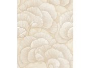 Vliesová tapeta na zeď, světle béžová, zlatá, listy Gingka, RE521012, Renaissance, Design Id
