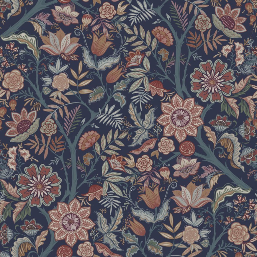 Tapeta s vintage květinových vzorem, modrá, 131335, Floral Fever, Esta Home