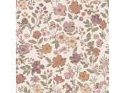 Dětská tapeta s květinami, fialová, šedo-zelená, 131328, Floral Fever, Esta Home