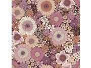 Retro tapeta s květinami, fialová / purpurová, 131319, Floral Fever, Esta Home