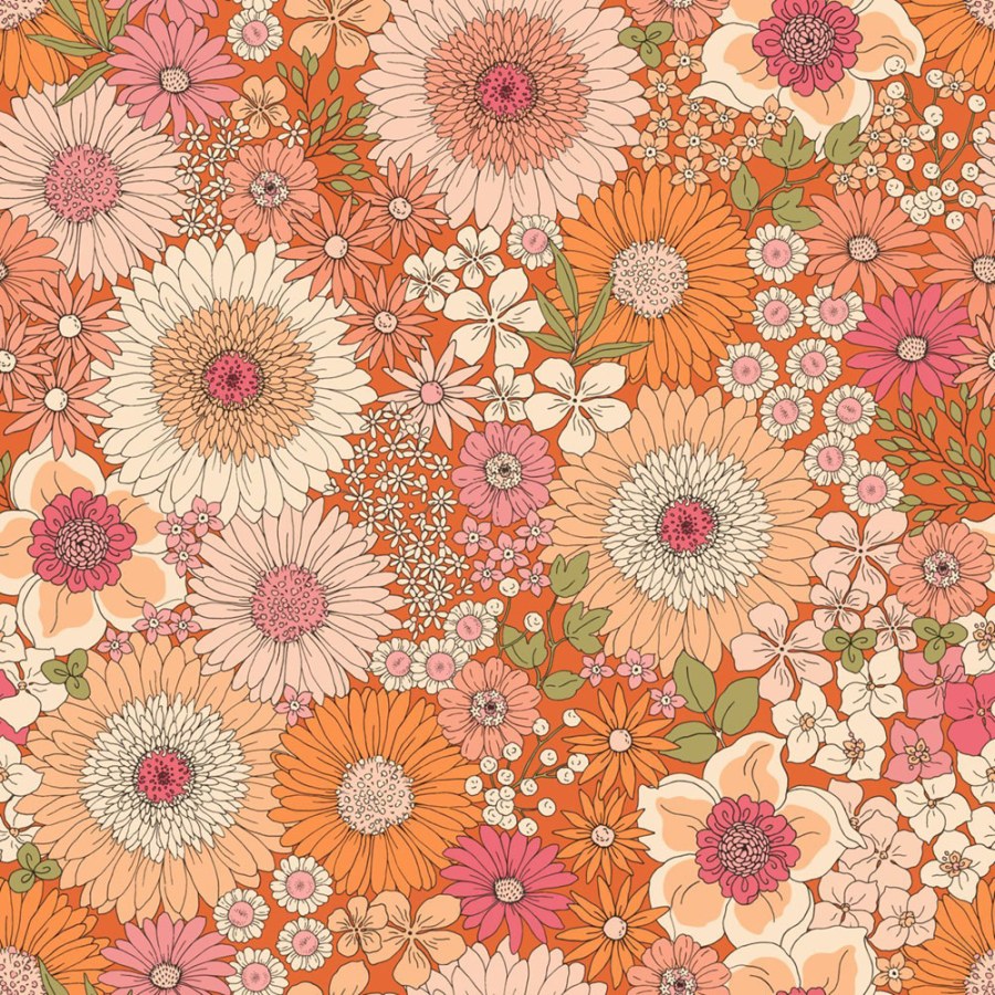Retro tapeta s květinami, 131315, Floral Fever, Esta Home - Esta Home
