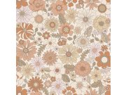 Tapeta s retro květinovým vzorem, krémová, růžovo-hnědá, 131247, Floral Fever, Esta Home