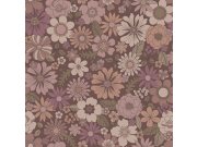 Tapeta s retro květinovým vzorem, fialová, růžová, 131135, Floral Fever, Esta Home