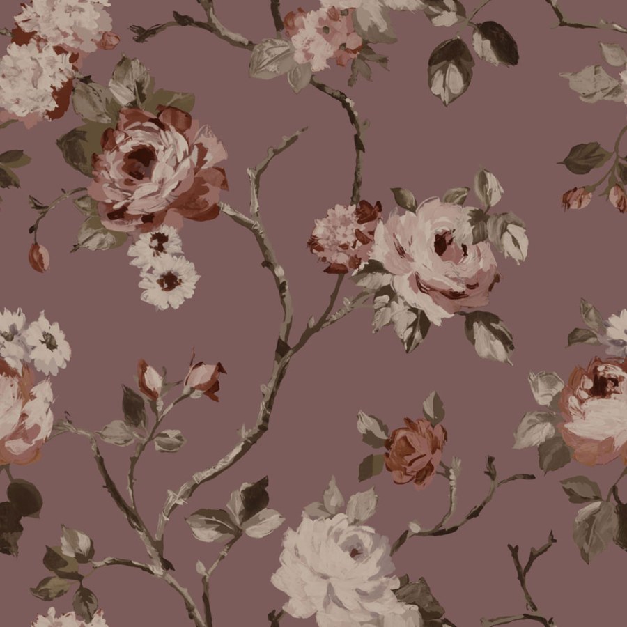 Tapeta s vintage květinovým vzorem, fialová, 131127, Floral Fever, Esta Home - Esta Home