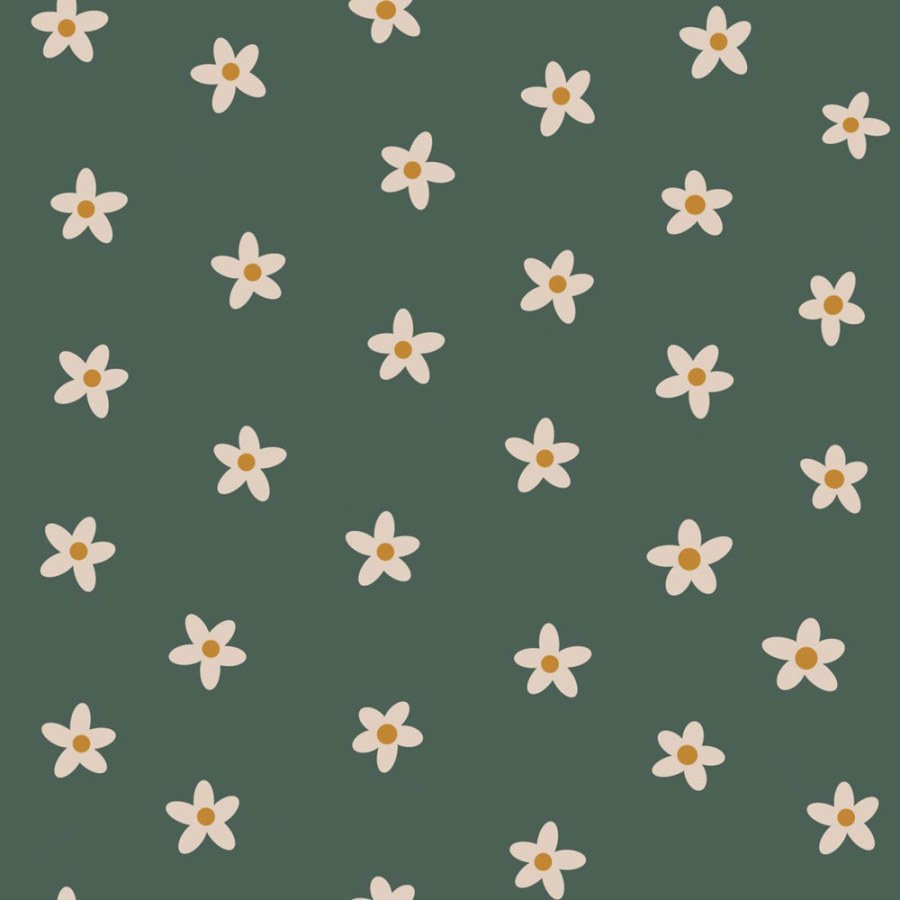Dětská tapeta s květinami, lahvově zelená, 131116, Floral Fever, Esta Home - Esta Home
