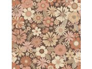 Tapeta s retro květinovým vzorem, hnědá, béžová, 130966, Floral Fever, Esta Home