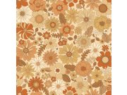 Tapeta s retro květinovým vzorem, žlutá, oranžová, 130963, Floral Fever, Esta Home