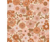 Tapeta s retro květinovým vzorem, béžová, oranžová, 130962, Floral Fever, Esta Home
