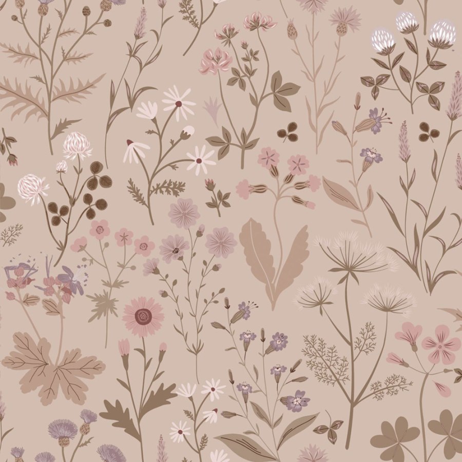 Tapeta s lučními květinami, růžová, 139841, Floral Fever, Esta Home