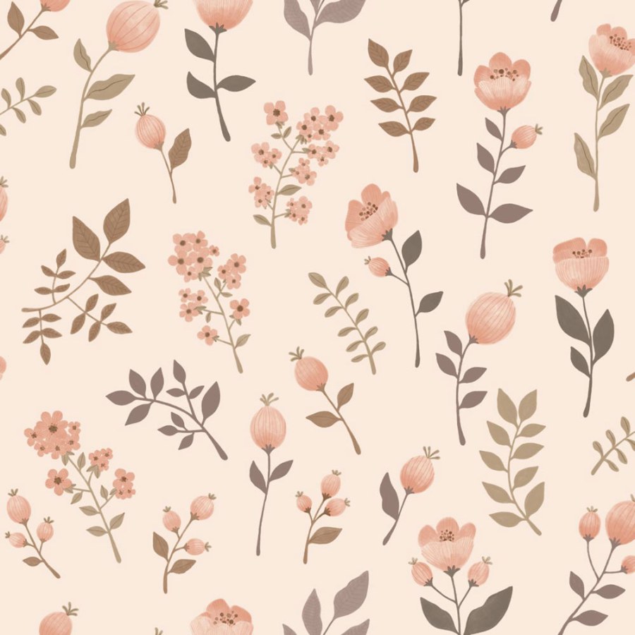Dětská tapeta s květinami, růžová, béžová, 139693, Floral Fever, Esta Home - Esta Home
