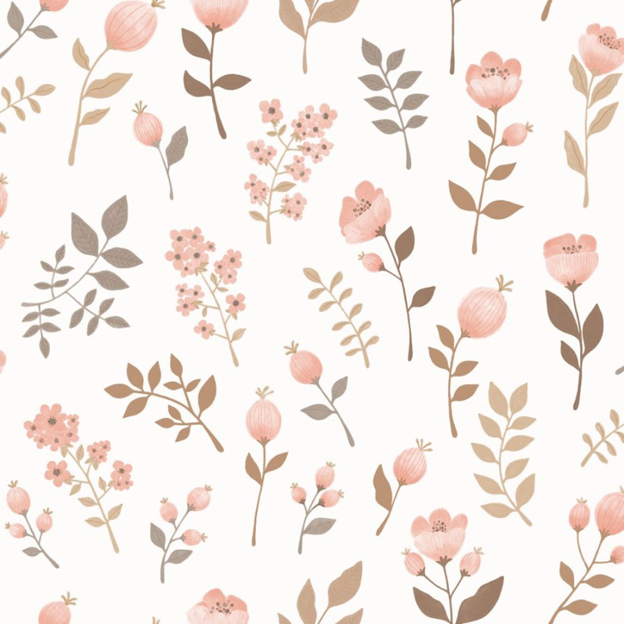 Dětská tapeta s květinami, růžová, zelená, 139692, Floral Fever, Esta Home